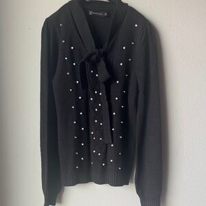 New York & Company Pearl & Crystal Sweater